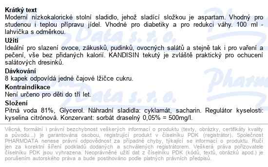 Kandisin Umělé Sladidlo Tekuté 125ml - popis
