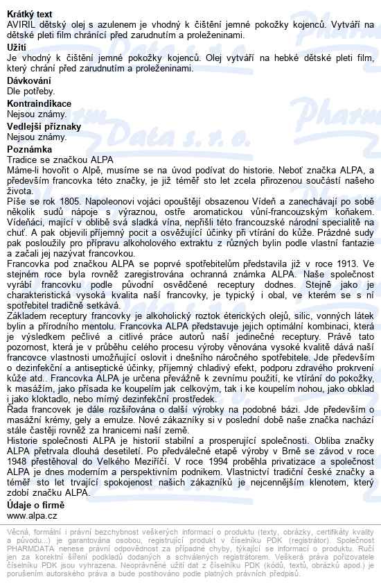 Aviril Dětský Olej S Azulenem 50ml - popis
