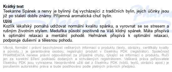 Teekanne Spánek+nervy Bylinný čaj 10x2g - popis