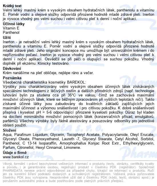 Barekol Inerton Krém 50ml - popis