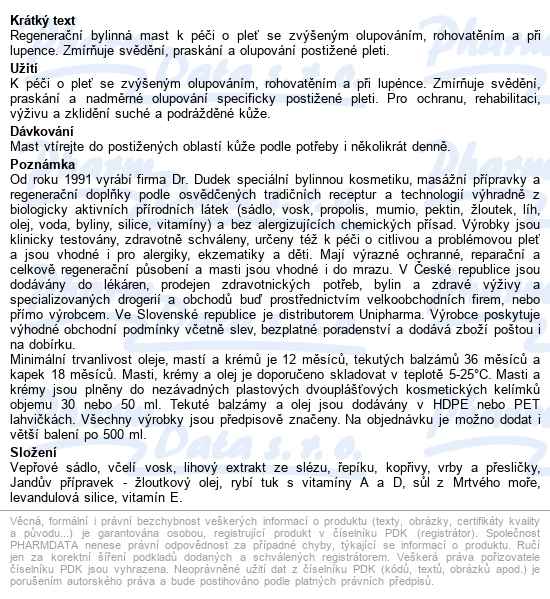Dr.dudek Bylinná Mast Regenerační Při Lupénce 50ml - popis