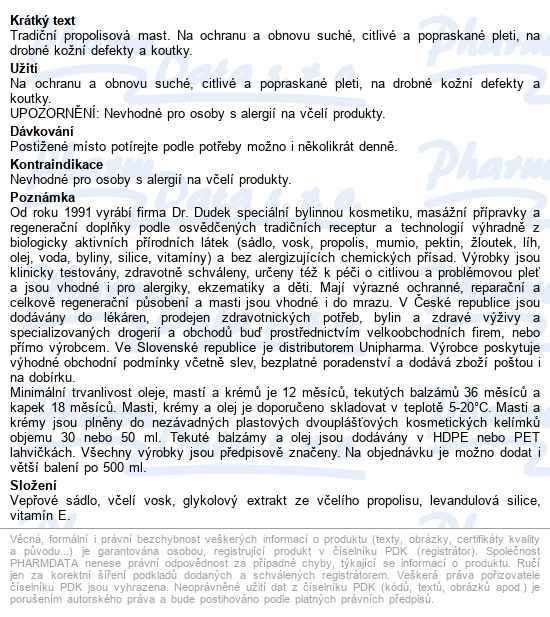 Dr.dudek Propolisová Mast Tradiční 30 Ml - popis