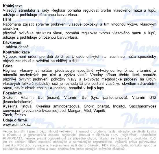 Walmark Reghaar Vlasový Stimulátor Tbl.30 - popis
