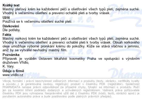 Norkový Výživný Krém 33g - popis