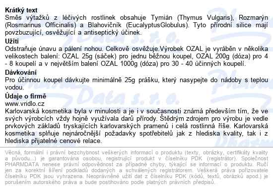 Ozal Karlovarská Koupel Nohou 25g - popis