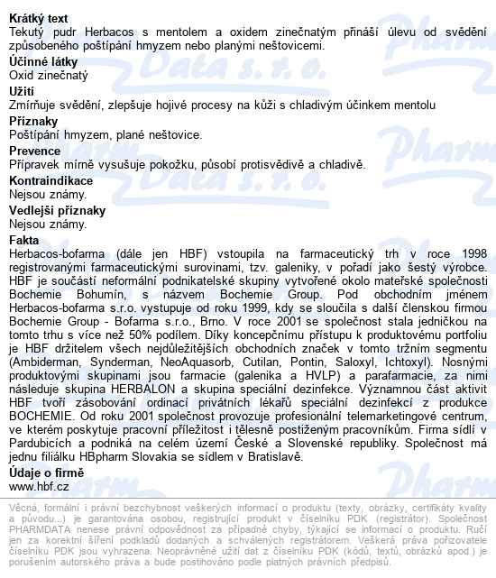 Herbacos Tekutý Pudr S Mentolem 1% 100g - popis