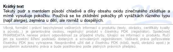 Tekutý Pudr S Mentolem 100g Glo - popis