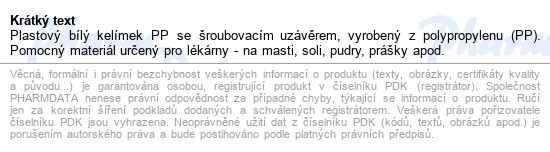 Kelímek Pp Se šroub.uzávěr.250g 21013 8ks Manta - popis