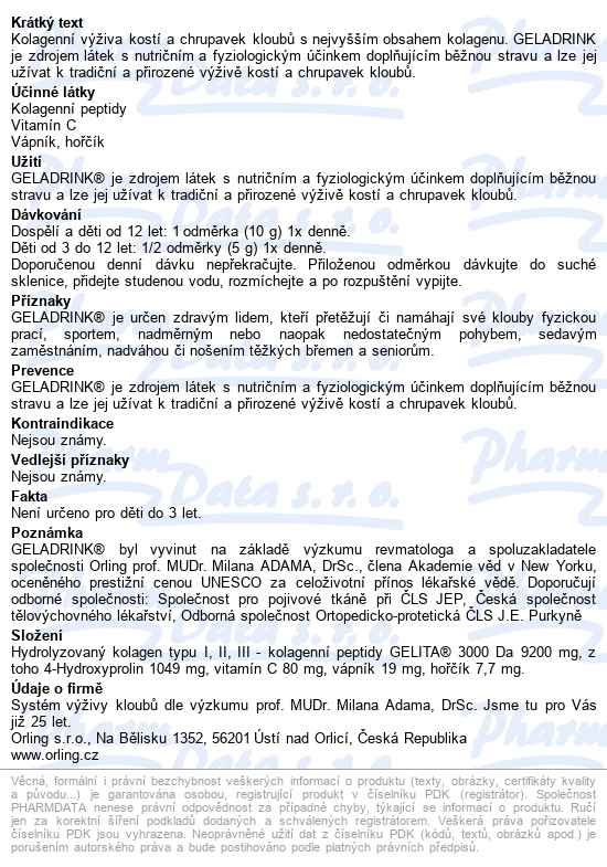 Geladrink Plv.malina 280g - popis