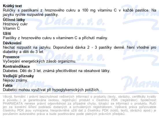 Intact Hroznový Cukr S Vitaminem C Malina 40g - popis