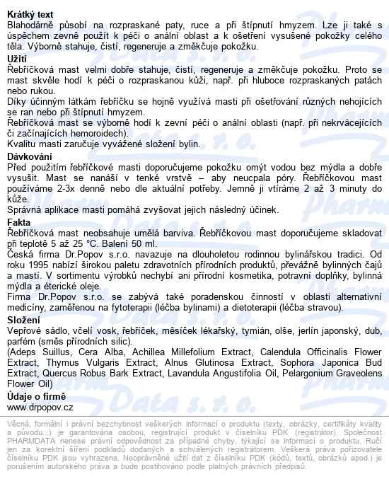 Dr.popov řebříčková Mast 50ml - popis