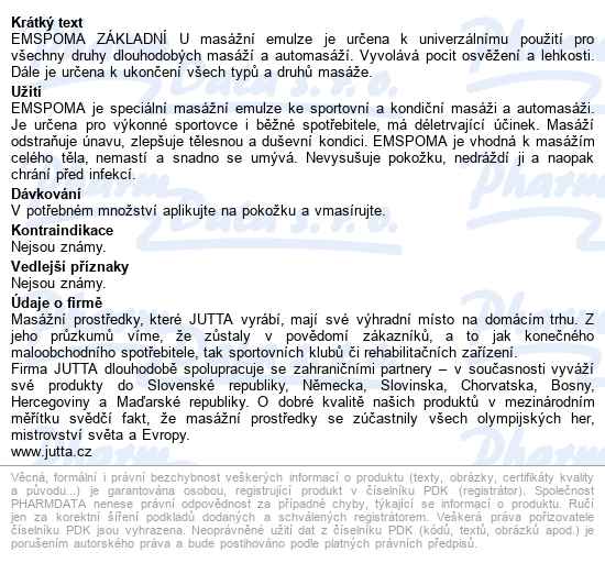 Emspoma Masážní Emulze Základní U 500ml - popis