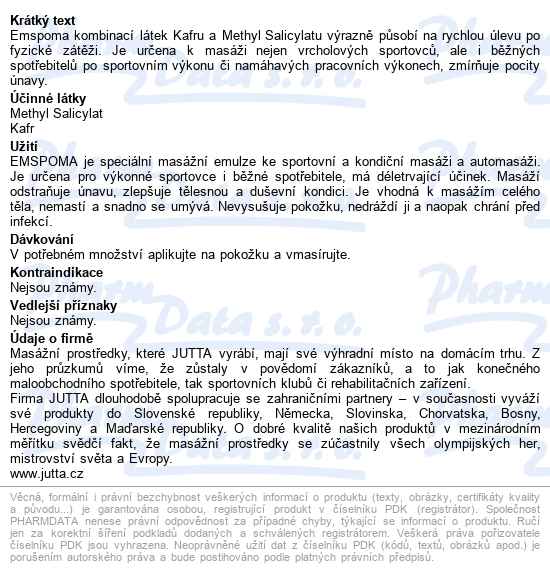 Emspoma Masážní Emulze Regenerační 1000ml - popis