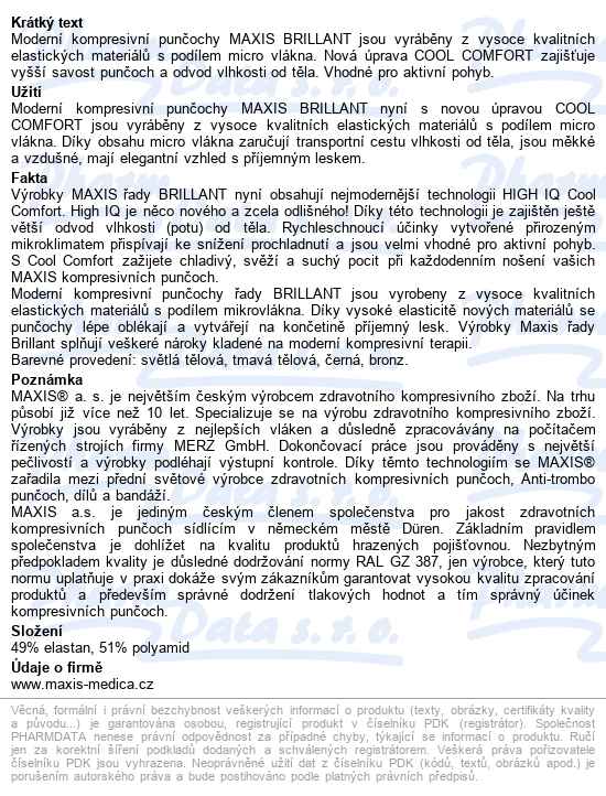 Maxis-kompresní Punčochy Brillant Ii.kt lýtková punčocha - popis