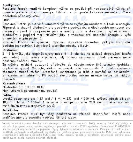 Resource Protein Vanilkový 4x200 Ml perorální roztok 4x200ml - popis