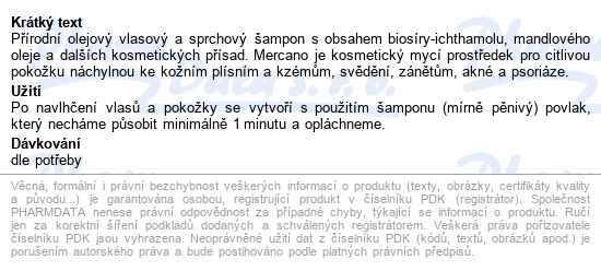 Merco Mercano Sprchový šampon 5% Ichthyol 250ml - popis