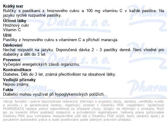 Intact Hroznový Cukr S Vitaminem C Maracuja 40g - popis