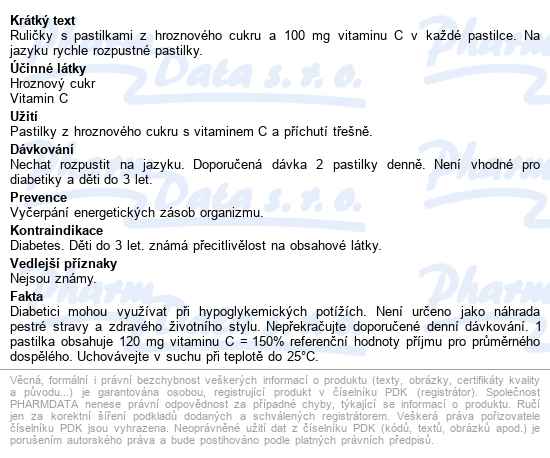Intact Hroznový Cukr S Vitaminem C Třešeň 40g - popis