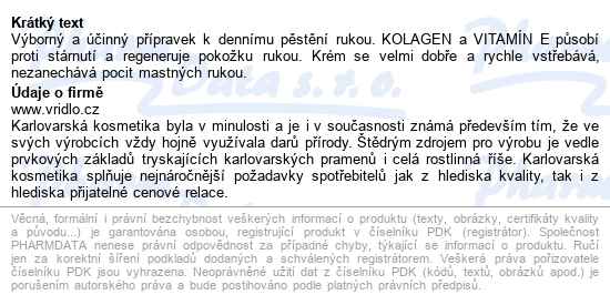 Kawea Krém Na Ruce Kanc.+kolag.+vit.e 80g - popis