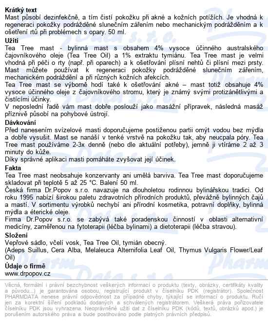 Dr.popov Tea Tree Mast 50ml - popis