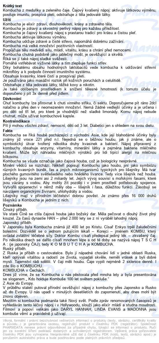 Kombucha Meduňka 2l - popis