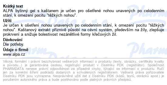 Alpa Bylinný Masážní Gel Kaštan 100ml - popis