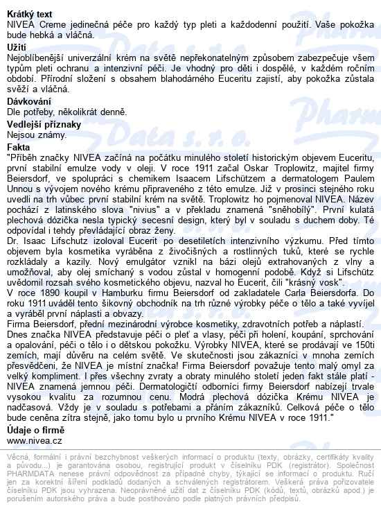 Nivea Creme 100ml - popis