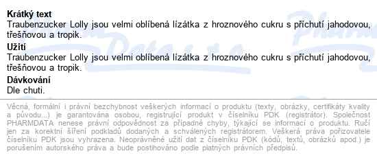 Traubenzucker Lolly Lízátka Z Hrozn.cukru 100ks - popis
