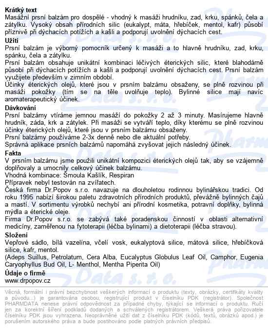 Dr.popov Masážní Prsní Balzám Pro Děti 50ml - popis