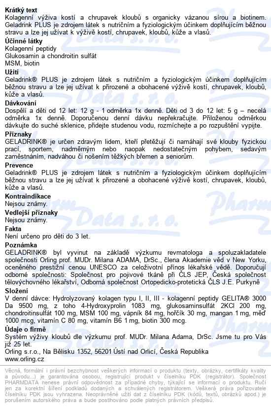 Geladrink Plus+ Práškový Nápoj Citrón 340g - popis