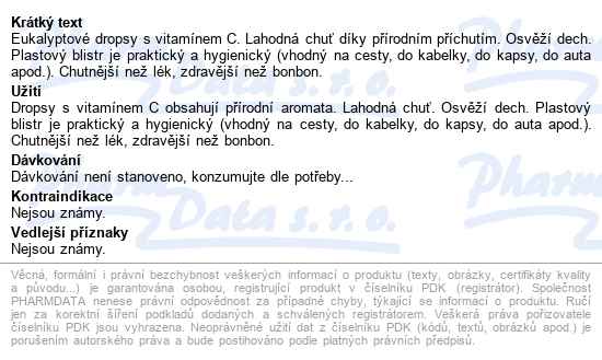 Pectol Eucalyptový Drops S Vit.c Blistr 8ks - popis