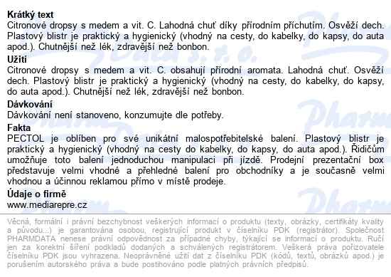 Pectol Citronový Drops S Vit.c Blistr 8ks - popis