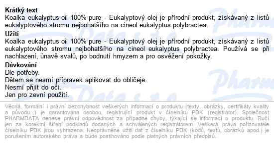 Koalka Eukalyptus Oil 100% Pure 50ml (koala) - popis