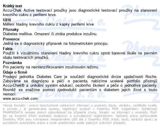 Proužky Diagnostické Accu-chek Active 50 50 ks - popis