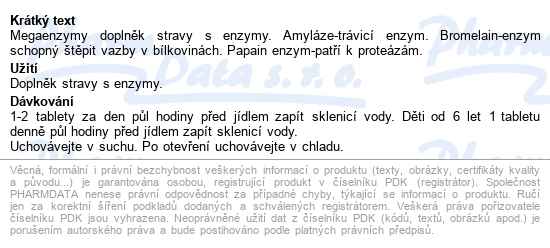 Mega Enzymy Tbl.90 Natural Factors - popis