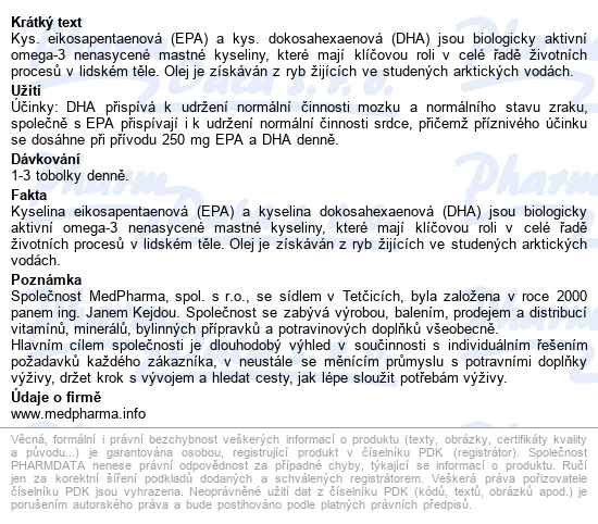 Medpharma Rybí Olej 1000mg+epa+dha Tobolek 107 - popis