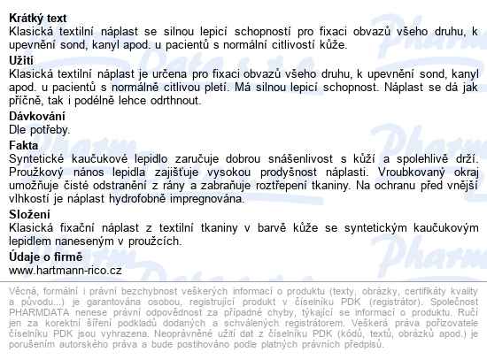 Náplast Omniplast Textilní 5cmx5m 1ks - popis