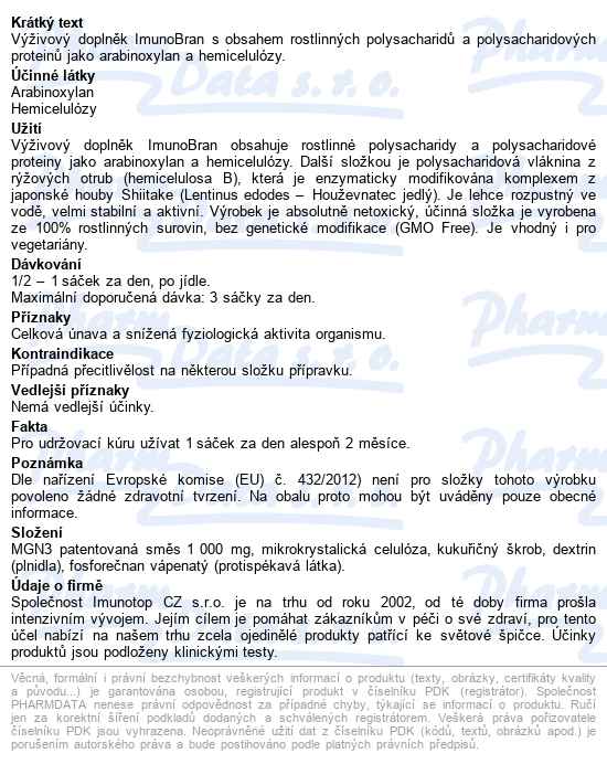 Imunobran (bi-obran Mgn3) 1000 30sáčků - popis