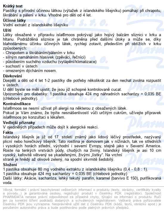 Isla Moos 30 Pastilek - popis