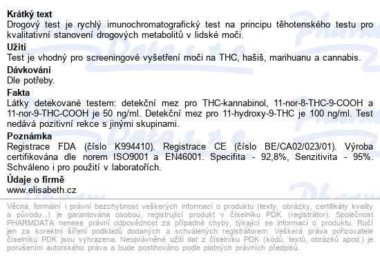 Drogový Test Thc Instant-view 1 Ks - popis