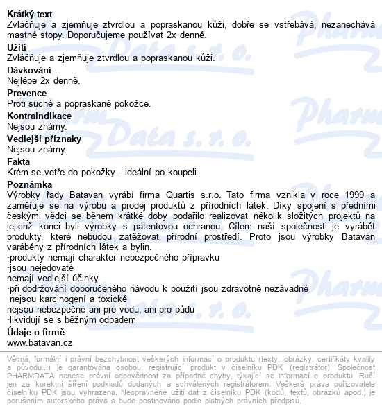 Batavan Krém Na Nohy 150ml S Včelím Voskem - popis