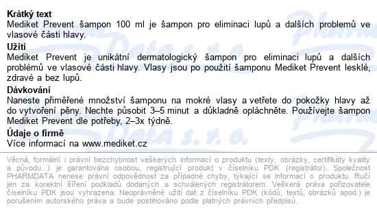 Mediket Prevent šampon Proti Lupům+prevence 100ml - popis