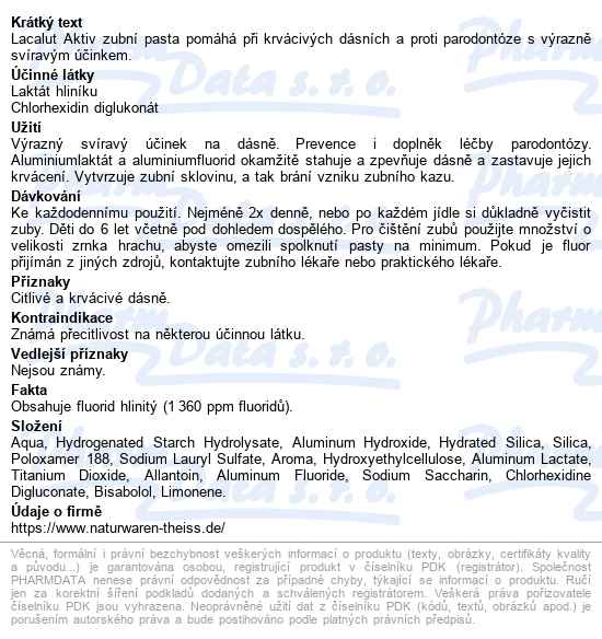 Lacalut Aktiv Zubní Pasta 75ml - popis