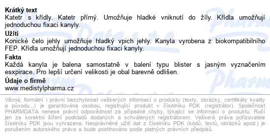 Kanyla I.v.surflo S Kř.24gx3/4-0.74x19 žlutý 50ks - popis