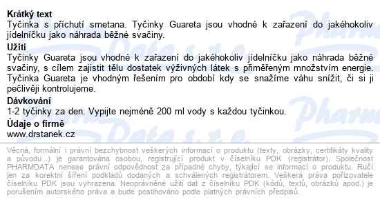 Guareta Tyčinka S Příchutí Smetany 44g - popis