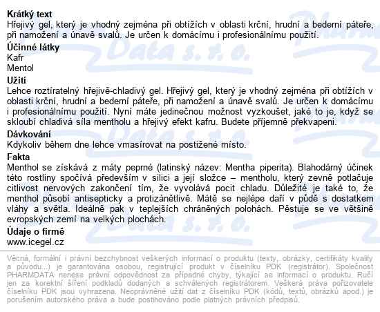 Refit Hot Ice Gel Kafr 230ml - popis