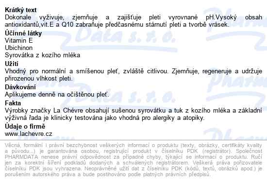 La Chevre Výživný Denní Krém S Q10 A Vit.e 50g - popis