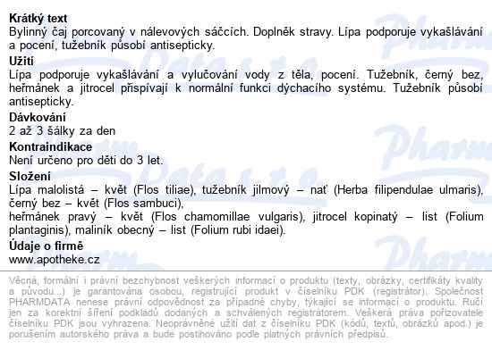 Apotheke Dýchací Cesty čaj 20x1.5g - popis