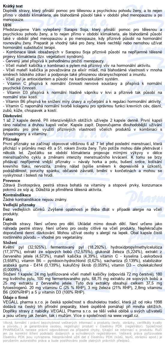 Sarapis Soja Cps.30 - popis