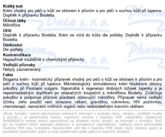 Biogama Krém 50g - popis